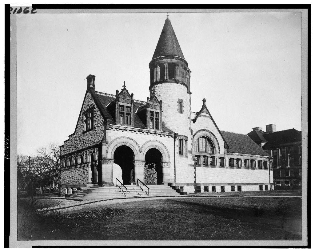 A historic photograph of the cambridge public library