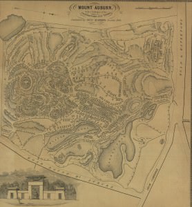 Plan of Mount Auburn, published by Nathaniel Dearborn, 1839.