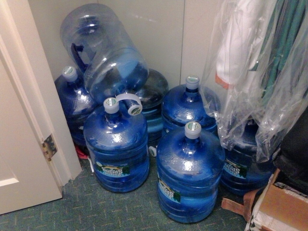 These plastic jugs meant our glasses of water came with a pretty hefty carbon footprint, when you stop to consider all the factors that brought these heavy bottles of water all the way from a spring in Maine to our office closet. 