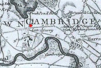 Historic black-and-white map of Cambridge